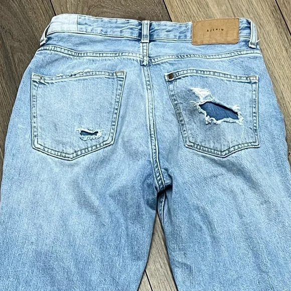 H&M Jeans Women 4 Blue Boyfriend Low Waist Denim Button Fly Grunge Preppy Frayed - Picture 11 of 11